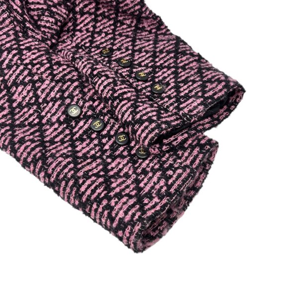 CHANEL Vintage 95A CC Logo Tweed Jacket #38 Pink Black Button Cotton [105548] - Picture 7 of 14